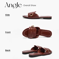 Solid PU Material Vacation Beach Occasion Women's Flat Bottom Slippers Fashionable Classic Women's New Slippers - Image 6