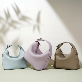 Borsa a Spalla Hobo da Donna in Vera Pelle di Lusso con Fibbia, Borsa Casual da Pendolare, Borsa a Tracolla Pratica da Viaggio