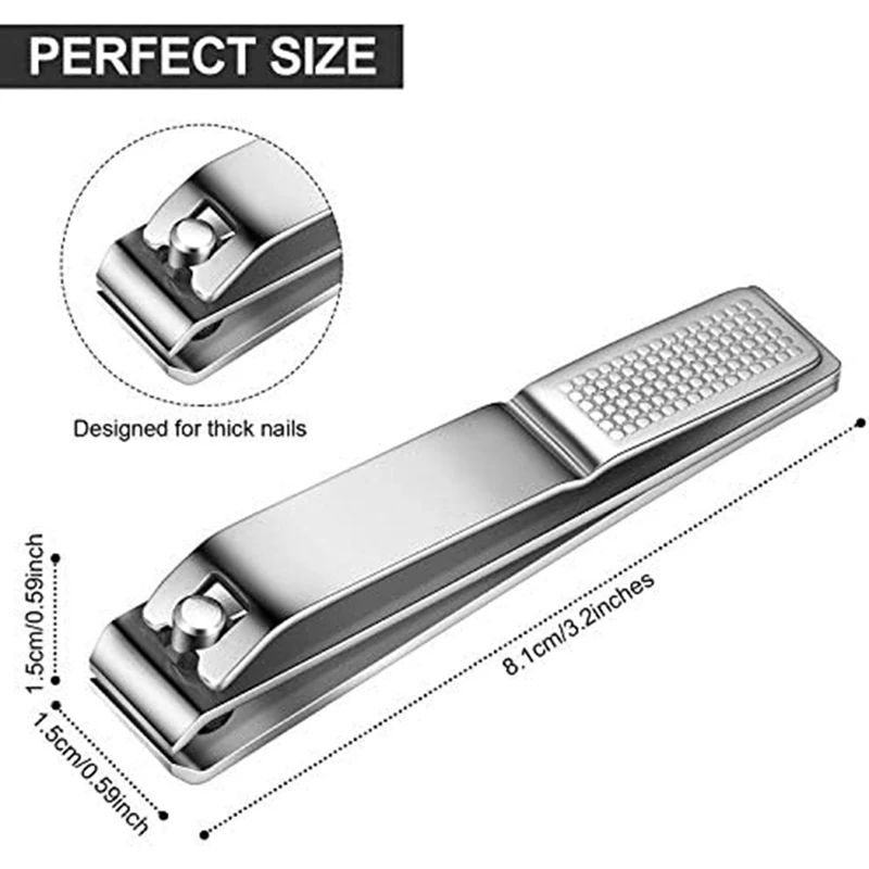 Toenail Clippers Straight Edge Toenail Clippers For Men Women Thick Nails, 6PCS,Silver