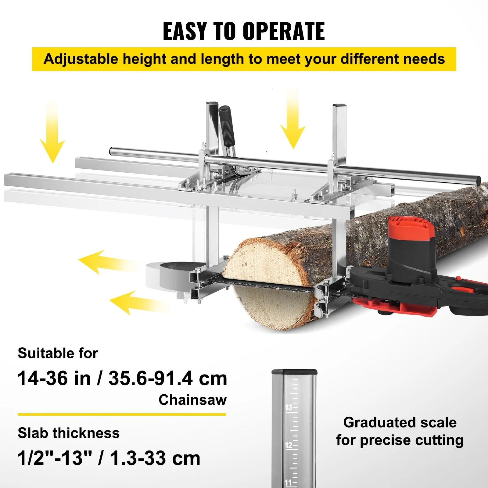 Holzfforma Portable Chainsaw Mill Planking Milling Lumber 14 to 36 Guide  Bar