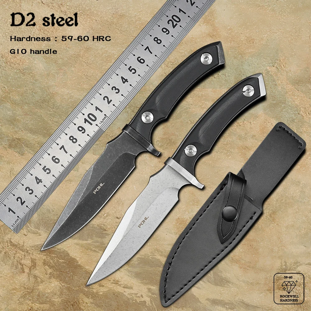 

D2 Steel Camping Self Defense Utility Fixed Blade Knife Tactical Outdoor Survival Hunting Knives G10