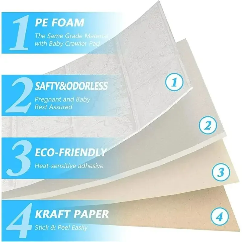 3D Self-Adhesive Decorative Wall Stickers - Anti-Collision Wallpaper Set, 10 Pieces
