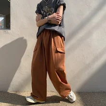  3 Color Cotton Cargo Pants Men Fashion Pocket Casual Pants Men Streetwear Loose Hip Hop Oversized Straight Pants Mens Trousers 