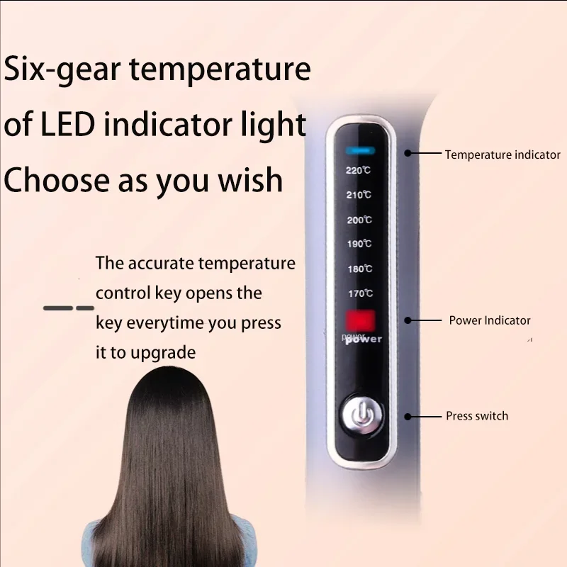 Kemei Km-740 Portable Professional Led Six-speed Flat Iron Negative Ion Anti-scald Hair Straightener Curling Iron