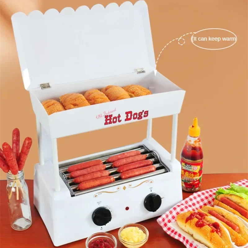 

220V Automatic Sausage Roaster for Commercial Home Kitchen Double-layer Non-stick Tube Hotdog Machine Small хот дог мейкер