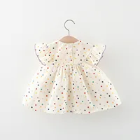 Summer New Baby Girl Dress Colorful Polka Dot Embroidered Flowers Cotton Children Clothes 0 to 3 Years Old 2