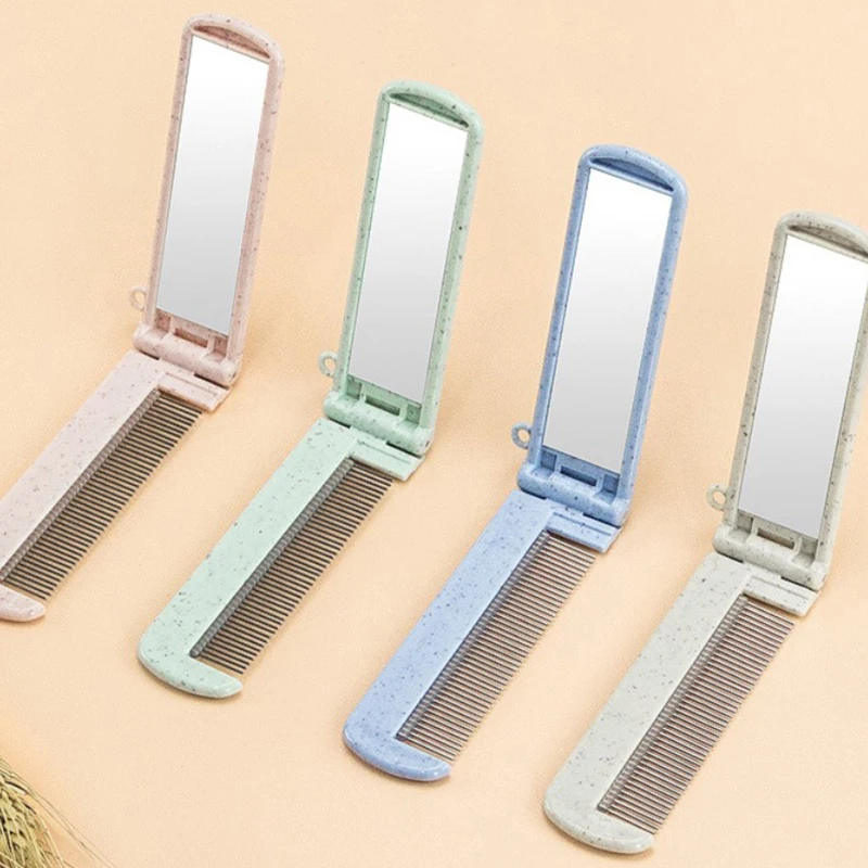 Professional Folding Hair Brush Travel Hair Comb Portable Fold Hair Brush Mirror Compact Pocket