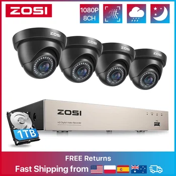 ZOSI 8CH DVR H.265 5MP Lite 4x1080P Caméras CCTV Int/Ext