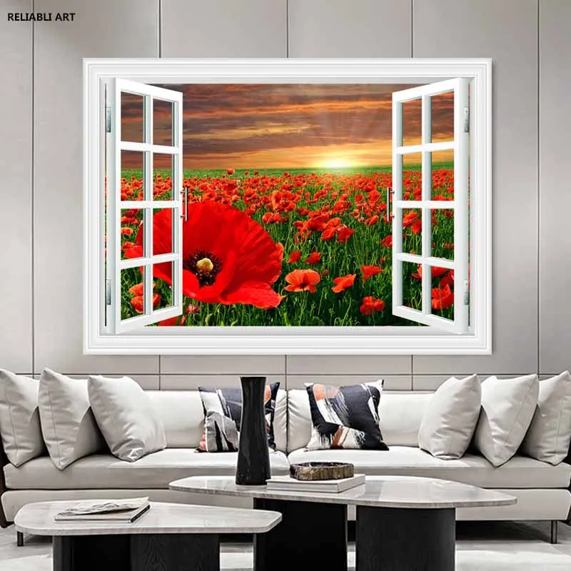 Red Flower Poppy Poster Nature Landscape Canvas Picture Living Room Decor Wall Art Painting Home Decor Stampe Scandinave