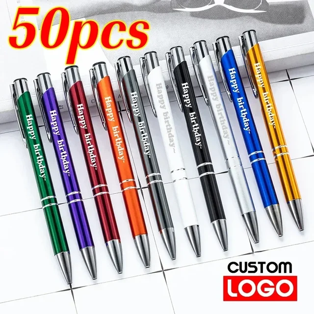50pcs/lot Hot Sell Custom Ballpoint Pen Metal Pen Support Custom Logo Advertising Wholesale Personalized Pen Advertising Gift 1