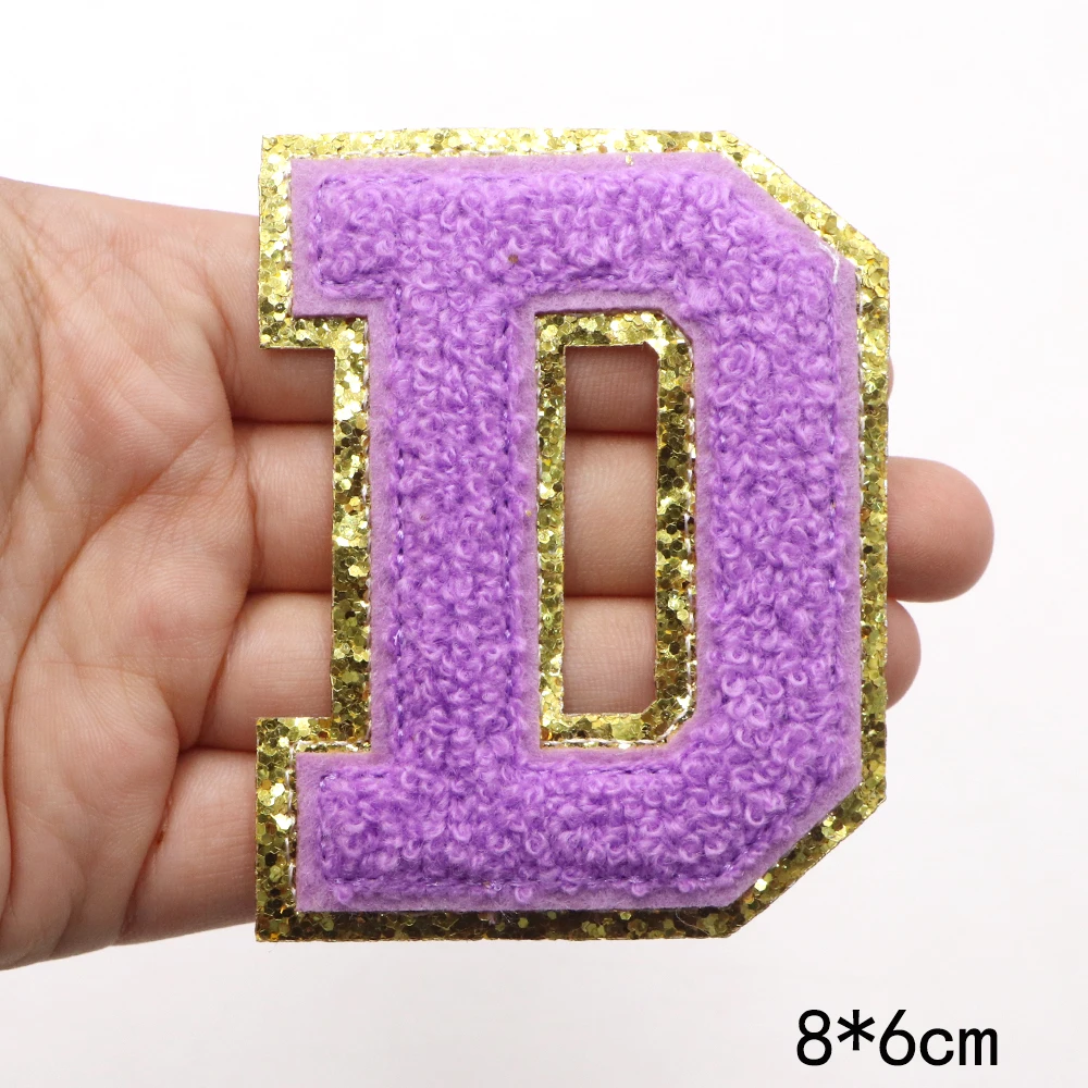 1 Stück 80 mm lila A-Z Englisch Chenille bestickter Aufnäher zum Aufbügeln für Kleidung, Taschen, DIY-Namensschild, Alphabet-Patches, Dekoration – Detail 7