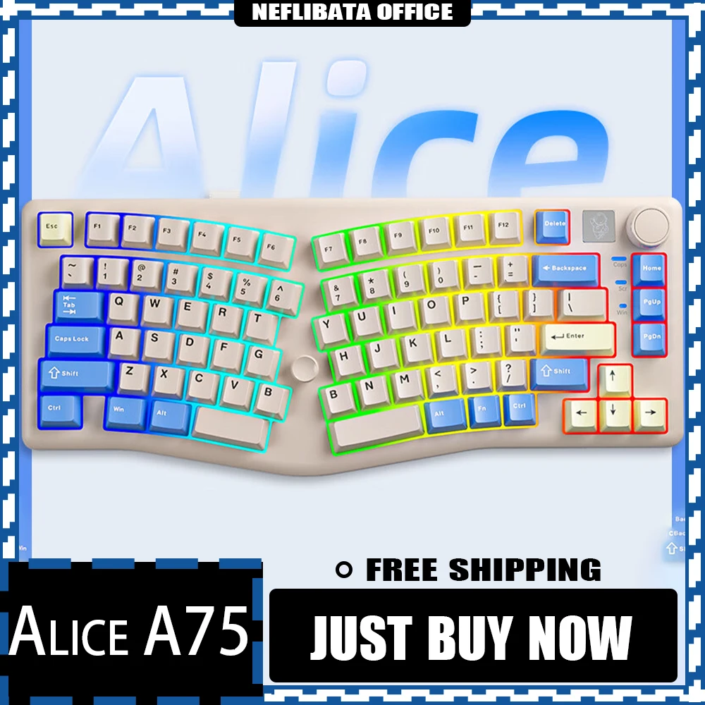 

New Leobog Alice A75 Mechanical Keyboard 2.4G Wireless 3 Mode Gamer Keyboard Ergonomics Hot Swap Alice A75 RGB TOP Gaming Gifts