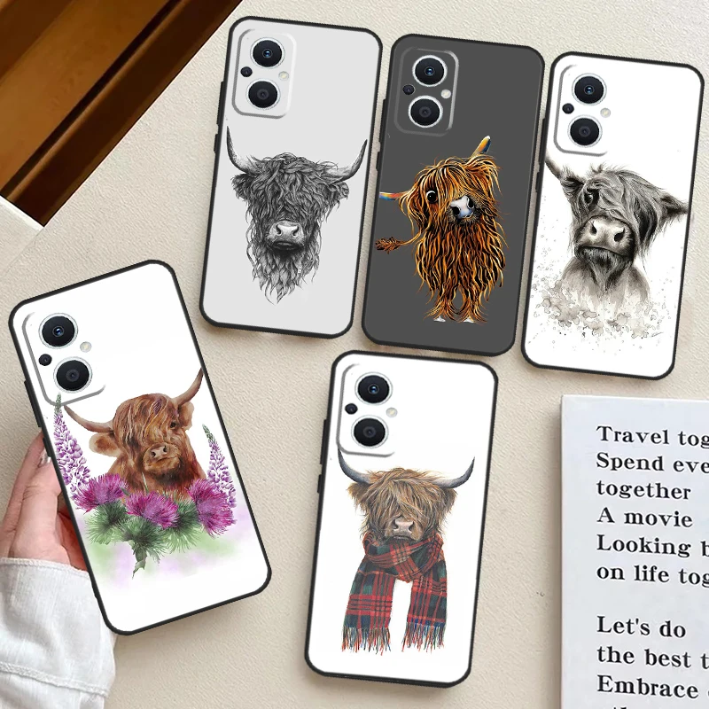 Highland Cow Custodia Scozzese Per Oppo Reno 8T 4Z 5Z 10 Pro 4 5 6 7 8 Lite Oppo Find X2 Lite X3 Neo X5 X6 Pro Cover