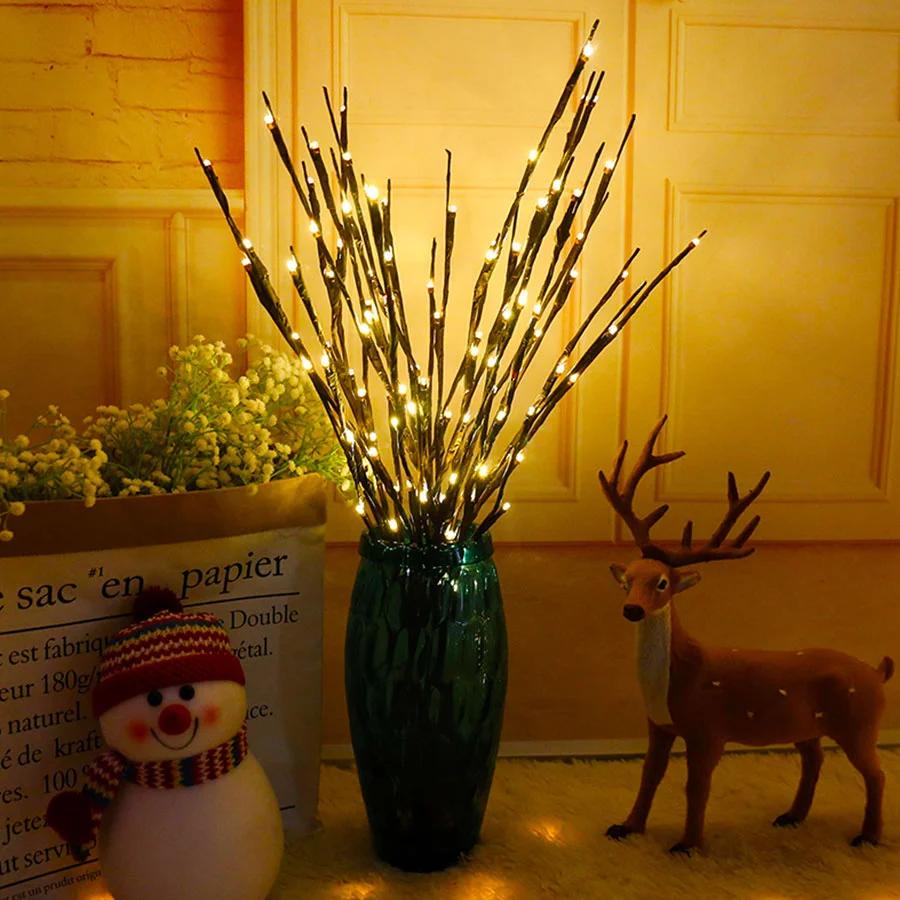 2022 New Willow Tree Branch Lamp Battery Operated 20LED Christmas Lighting Vase Filler Artificial Twig Light for Home Decoration