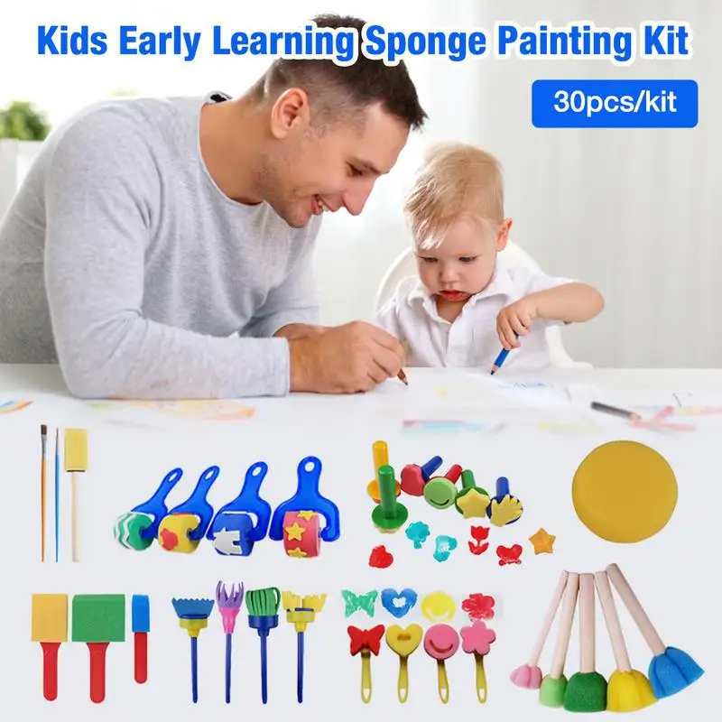 

Pcs Kids Children Early Learning Painting Foam Sponge Brush Tools Kit Mini Art Drawing Toys Paint Art Brush Pen DIY Gift