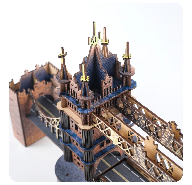 DIY 3D Wooden London Bridge Puzzle Kit Assembly Pieces