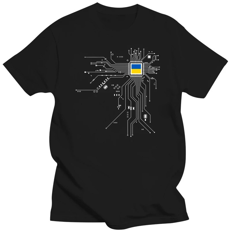 2023 Ukraine Ukrainian UKR Ukrayina Country Flag CPU Processor Circuit Diagram T shirts Men Women T-Shirts Tops Cotton Tees