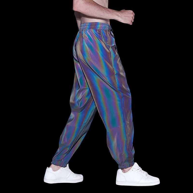 Colorful Rainbow Reflective Pants Men Hip Hop Dance Fluorescent Trousers  Mens Casual Harajuku Night Sporting Jogger Pants Male - AliExpress