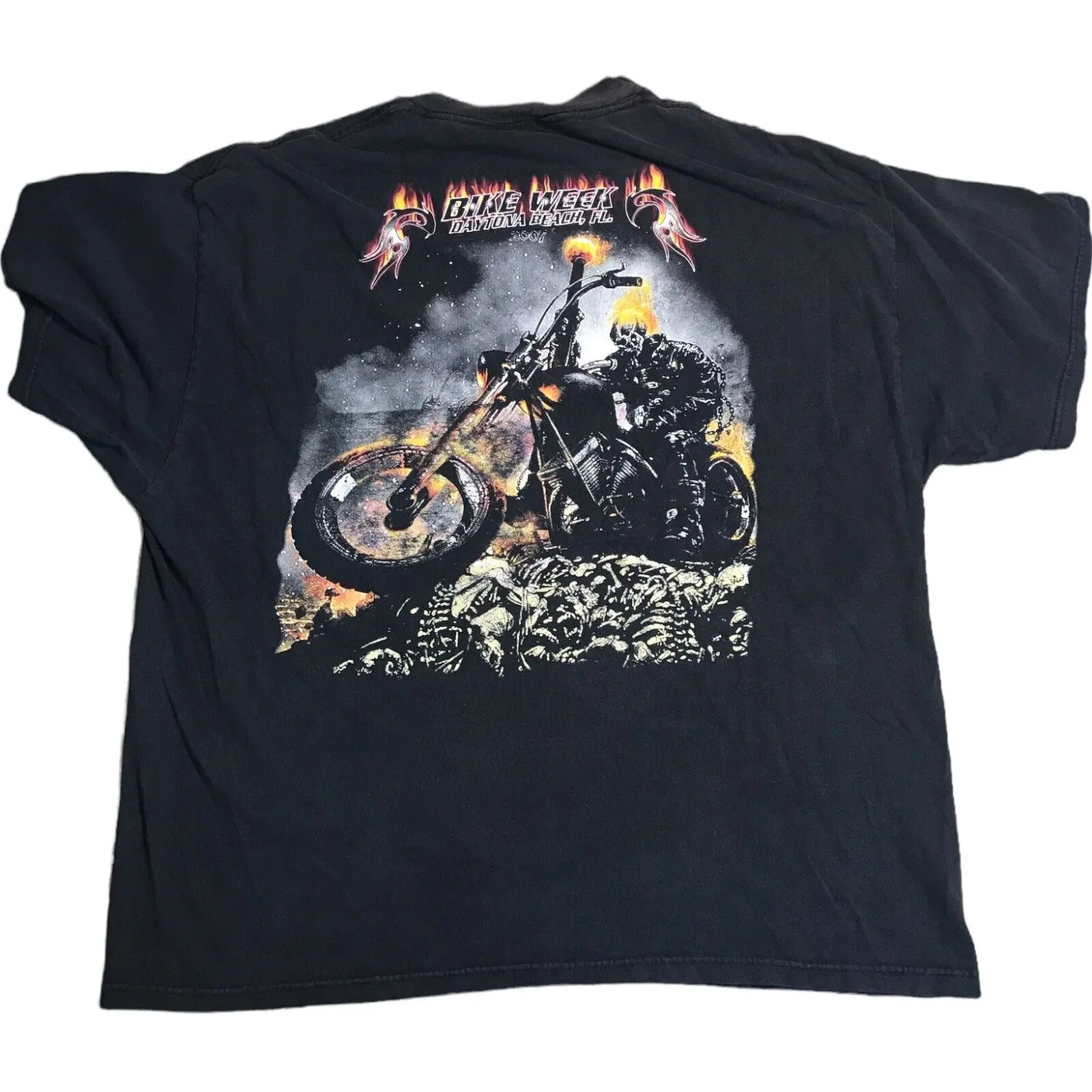 Ghost Rider Graphic Rare Bike Week 2008 Daytona Beach T-Shirt Uomo Xl Double Side