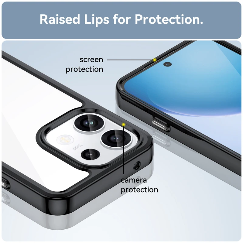 Clear Hard PC + Soft TPU Bumper Transparent Protection Phone Cover