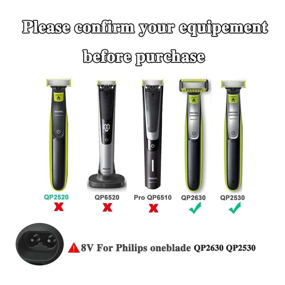 Shaver Charger Power Lead For Philips Norelco One Blade QP2530 QP2630 QP2510 QP2531 Razor 8V HQ850