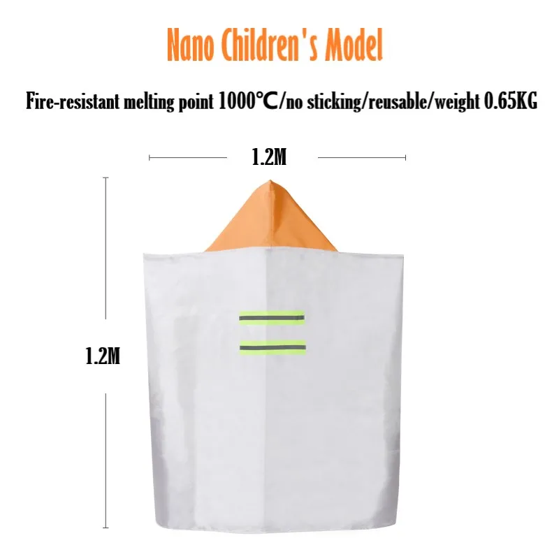 A1 1.2M*1.2M Children Nano Glass Fiber Fire Cloak Cloak Fire Blanket for Household High Temperature Escape