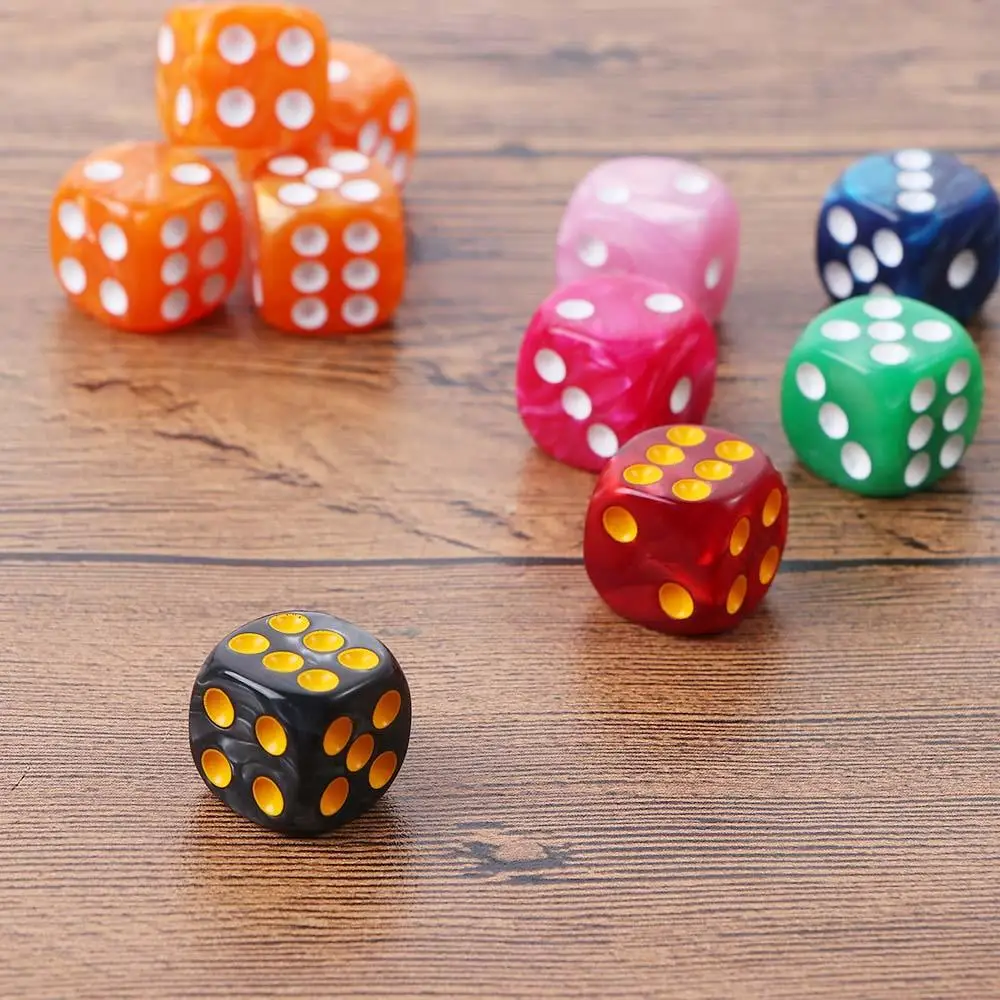 10pcs/set Round Corner Pearl Gem Dice 6 Sided 16mm Dice Family Party Polyhedral Game Dice Funny Tools Entertainment Supplies 16mm round coding dot labels self adhesive stickers office school supplies diy small circle dot price stickers stationery