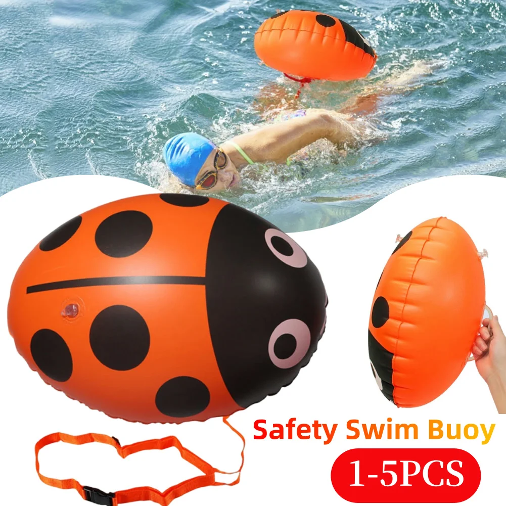 PVC Flotation Drift Bag Inflatable Ladybug Swim Float Bag Floating Multifunctional with Waist Belt Adjustable for Water Sports