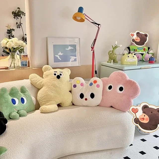 Coussin Kawaii en peluche pour la décoration de la maison, mignon, ours,  chat, jouet, bureau, canapé, assis, cadeaux d'anniversaire, Noël, Ins -  AliExpress