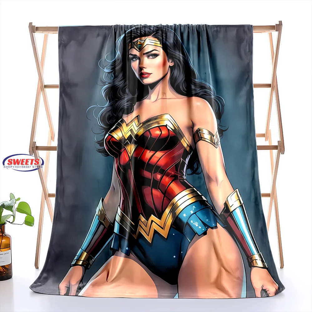 New Arrival! Classic Wonder Woman Blanket Sofa Bed Four Seasons Soft Fluffy Quilt Blanket Flannel Throw Outdoor Leisure Nap Gift 6