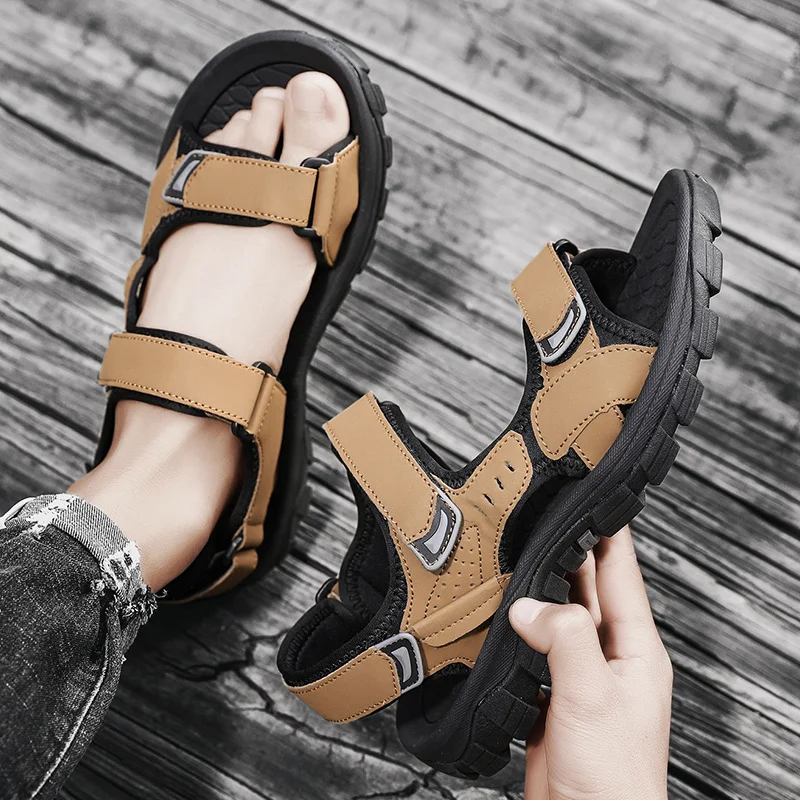 Herren-Sandalen mit offener Zehenpartie, leicht, für den Außenbereich, Sommer, Strand, Wandersandalen, rutschfeste sportliche Sportschuhe_voghion.com