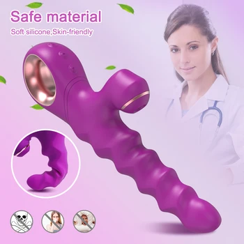 3 in 1 Sucking Thrusting Vibrator for Women Clitoris Sucker Stimulator Heating Dildo Vibrators Female Sex Toys for Adults 18 4