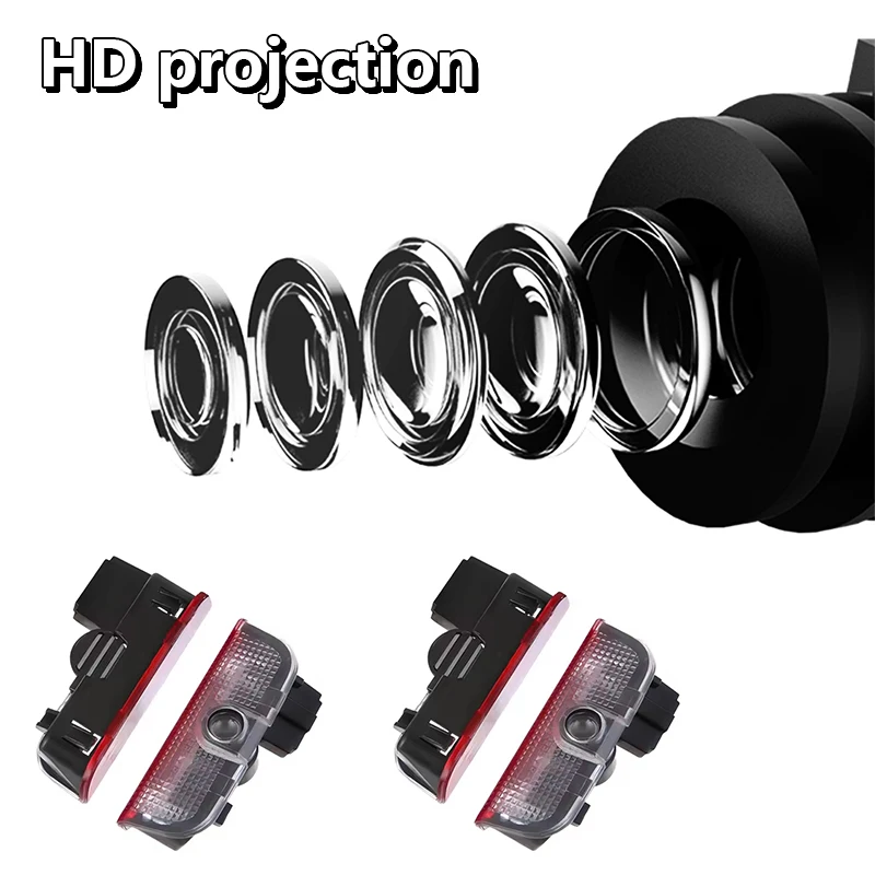 폭스바겐 투아렉 GTI MK6 골프 5 6 7 파사트 B6 B7 B8 B9 제타 MK7 R LED 자동차 도어 프로젝터 웰컴 고스트 섀도우 라이트 액세서리 2개