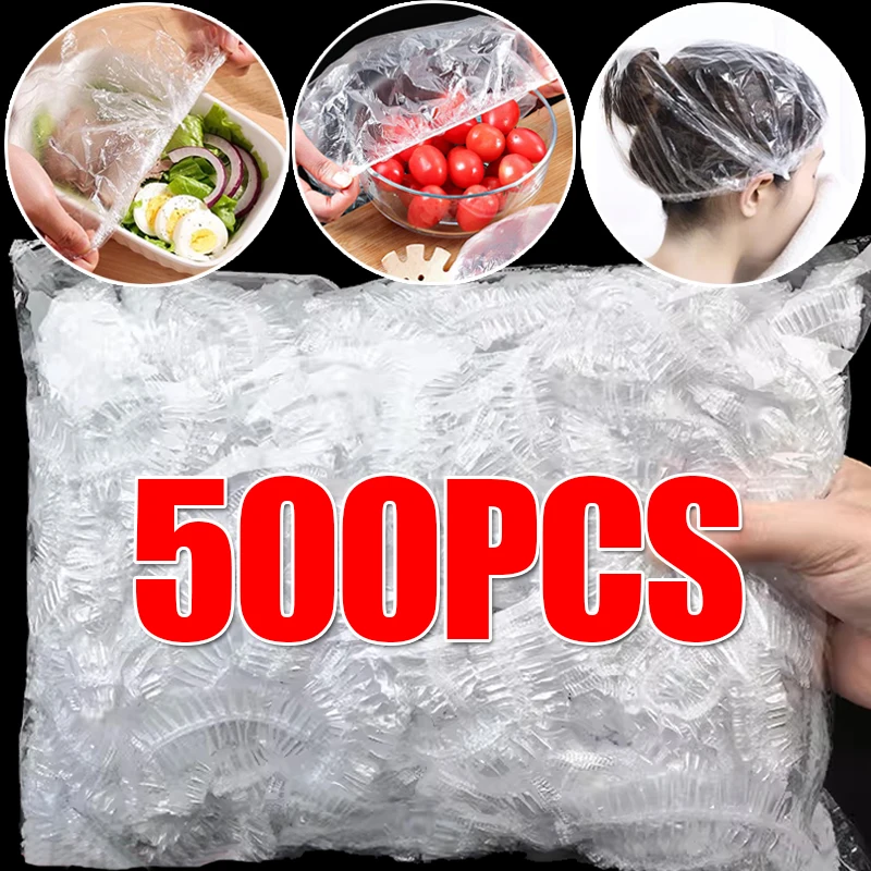 Description Picture 2 of item500/10PCS Disposable Food Cover Kitchen Storage Food Lids Wrap Bags Elastic Plate Bowl Plastic Covers Fruit Fresh-keeping Film