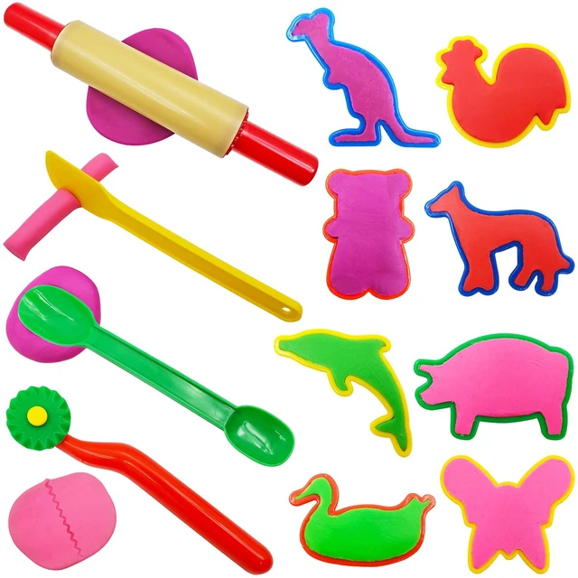 Playdough Tools 55 PCS Play Dough Tools Set for Kids, Play Dough  Accessories Plastic Playdough Alphabet Numbers Shapes Cutters,Playdough  Rollers,Dough