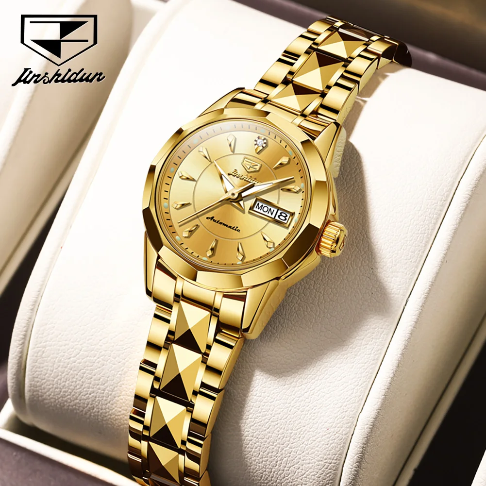 JSDUN 8936 Women's Watch Top Brand Original Luxury Mechanical Ladies Wristwatch Week Date Display Automatic Watch For Women