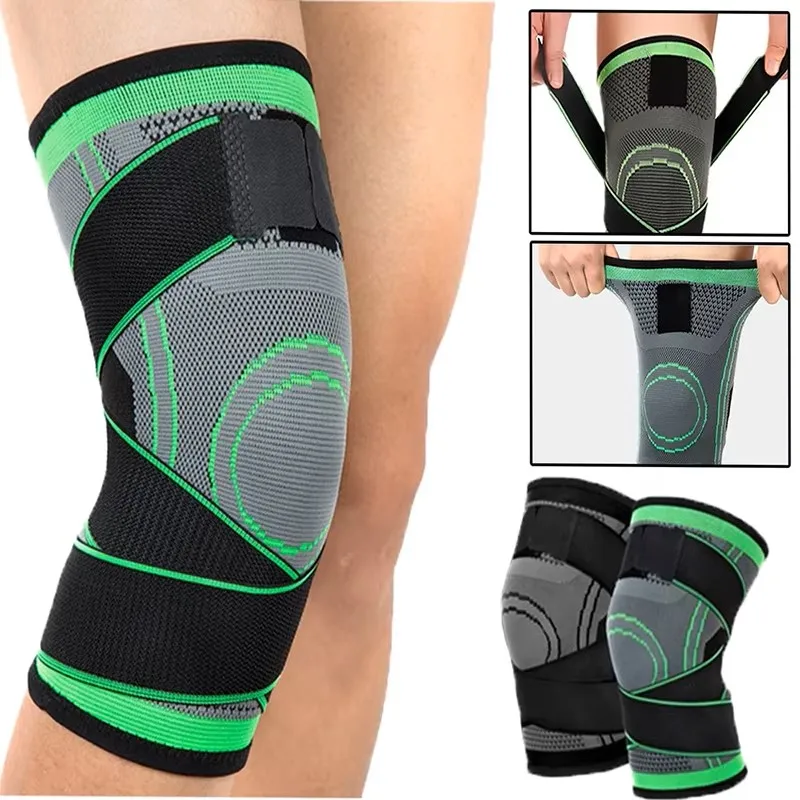 Knee Compression Sleeve with Adjustable Straps For Running Sports Hiking Soccer Basketball