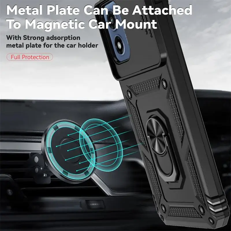 Enhanced Armor Shockproof Case with Ring Holder and Car Mount Compatibility
