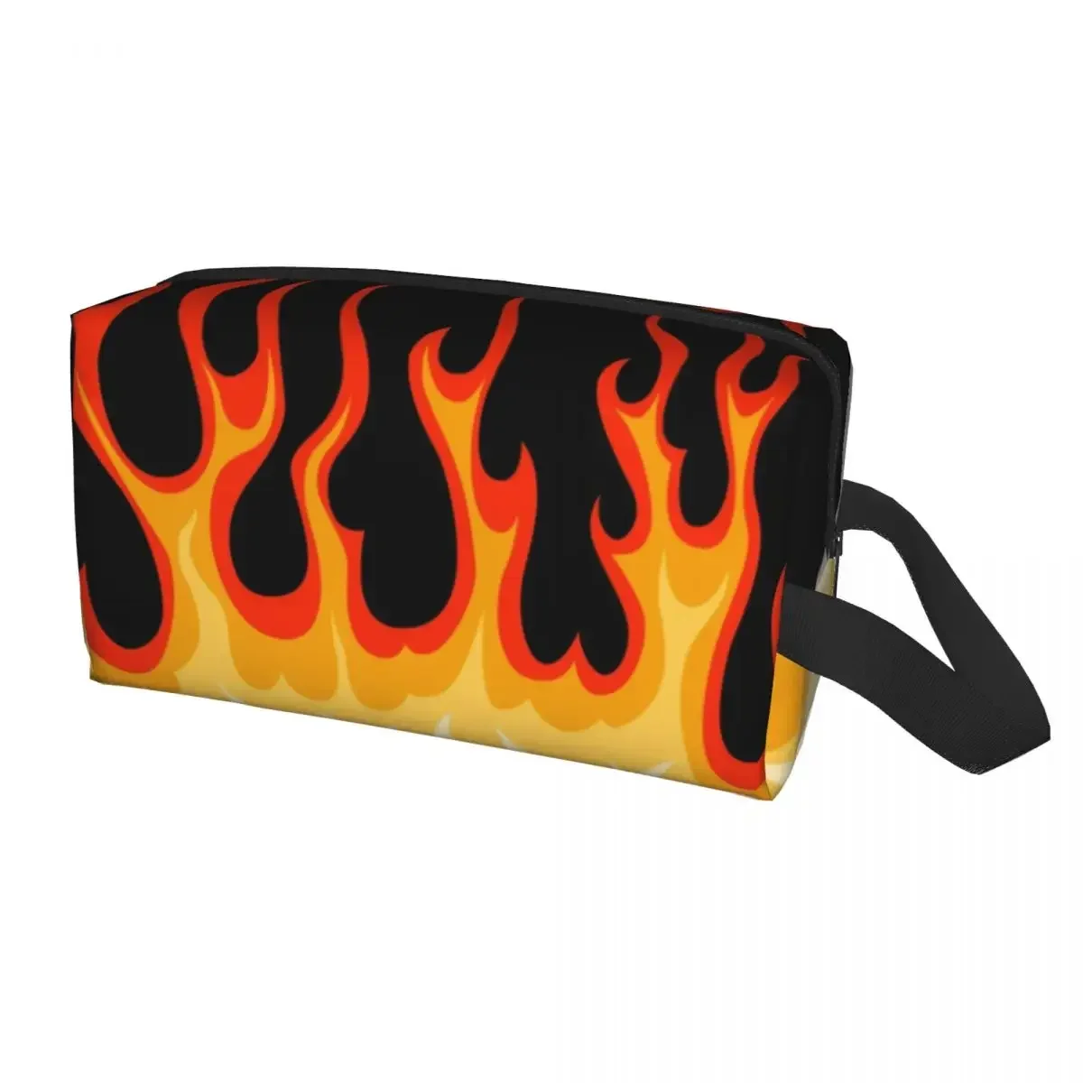 

Красная классическая женская косметичка с рисунком гонок и пламени, милая вместительная косметичка с рисунком горячего огня, женская косметичка