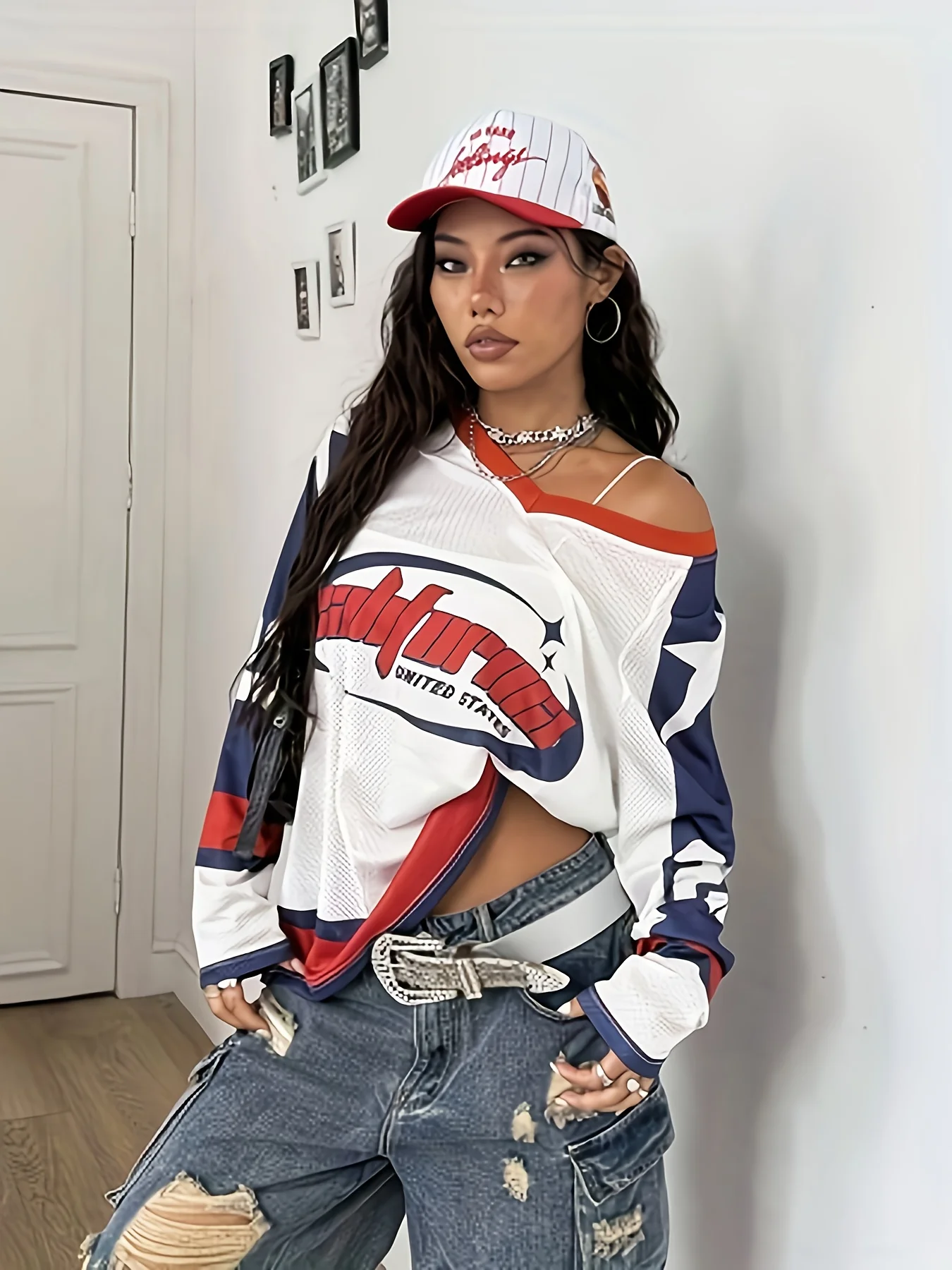 Y2K Vintage V-Ausschnitt Langarm-T-Shirt für Damen und Herren, Modische Lässige Bequeme Übungs-Oberteile