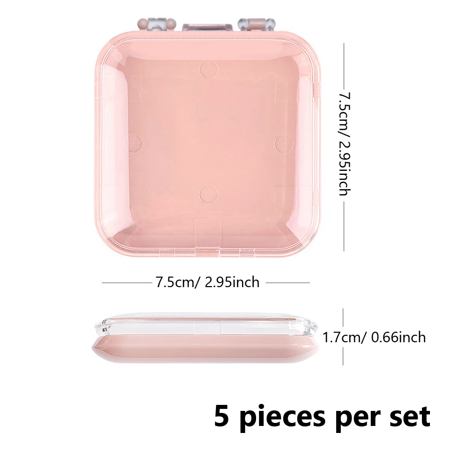 5 Stück transparente rosa Kunststoff-Aufbewahrungsbox, Nagelkunst-Display-Ständer, Organizer für künstliche Nägel, Verpackungsbox für Schönheitsartikel – Detail 6