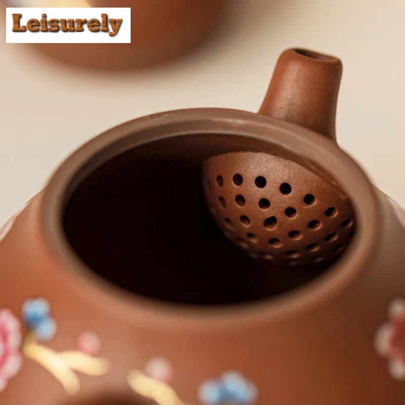 Plum Blossom Five Blessings Purple Clay Tea Set Complete Set Aesthetic Tea Ceremony Set Teapot and Tea Cup Set Tea Items Craft