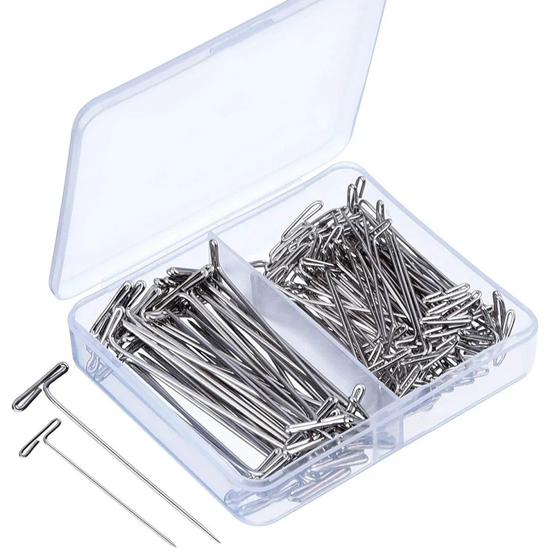 27/32/38/51mm T Shaped Pins Sliver Stainless Steel Pins Sewing Positioning Needles Hand Knitting Salon Styling Wig Fix Tools