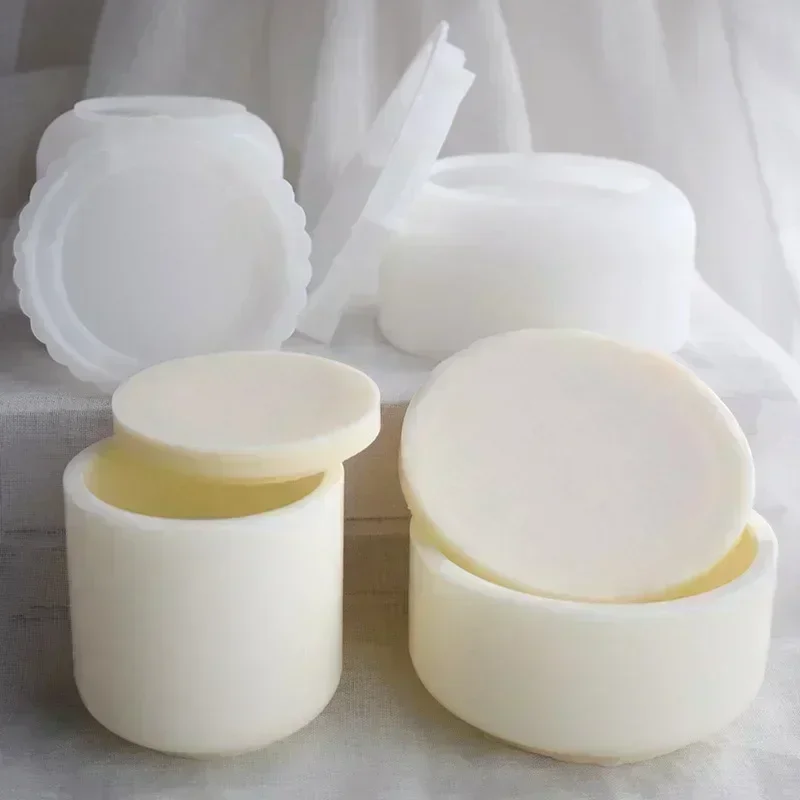 DIY Round Plaster Cup Scented Candle Silicone Mold Vase Flowerpot Storage Jar Plaster Pottery Mould Handmade Crafts Supplies silicone mold