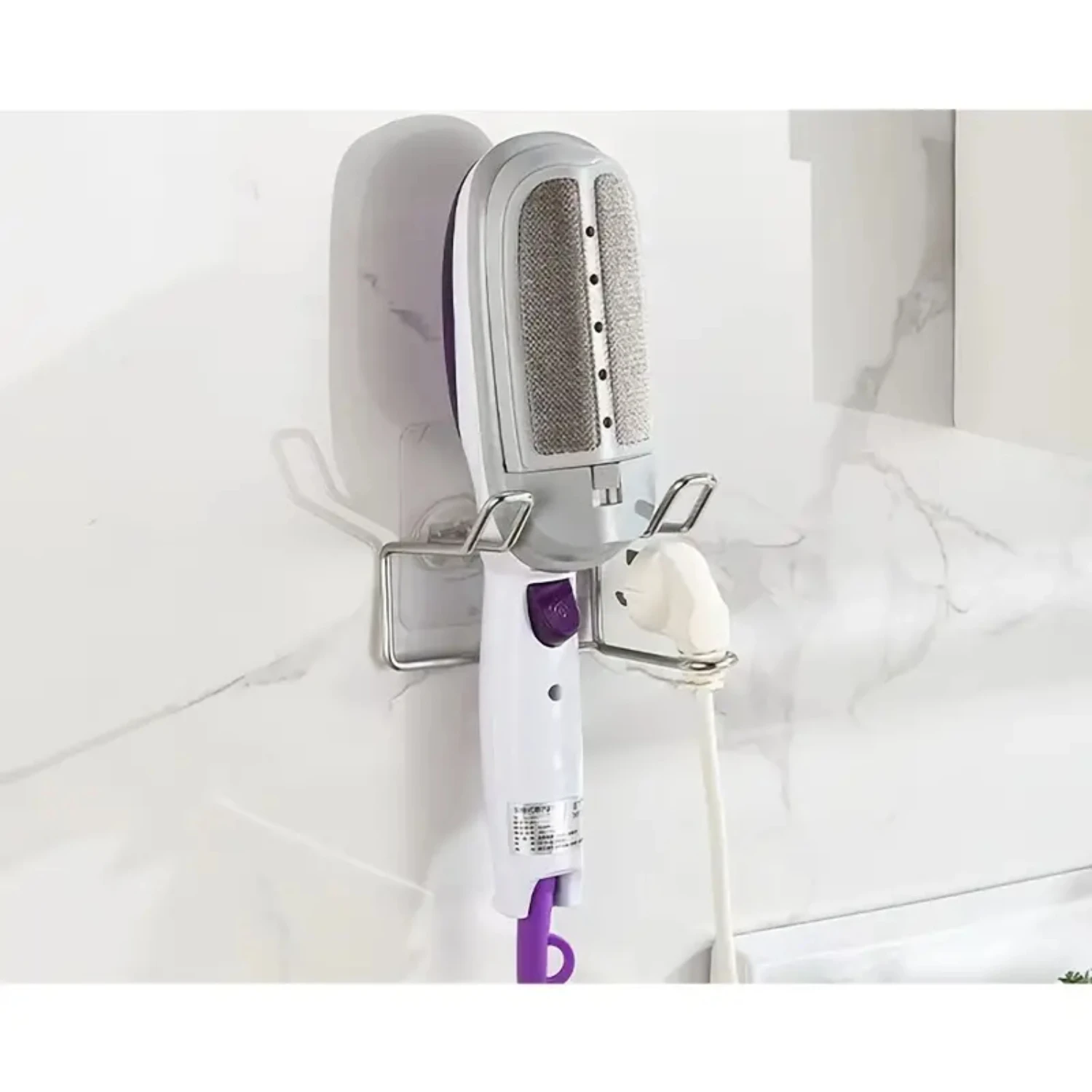 Sturdy and Stylish 1-Piece Punch-Free Stainless Steel Hair Dryer Rack, Wall-Mounted Bracket with a Size of 3.74" x 3.54", Ideal 6