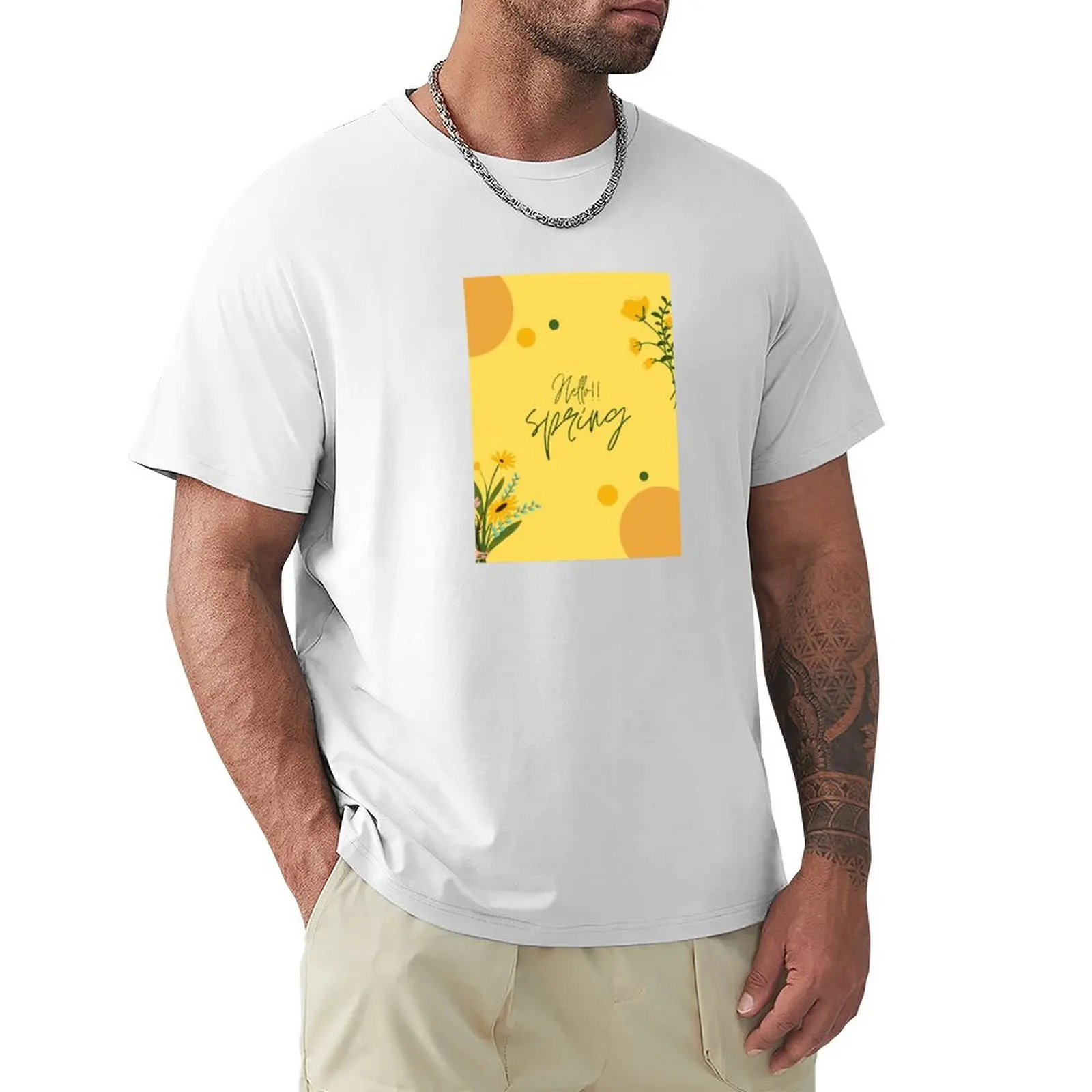 thumbnail image 1 of Camiseta de Hola primavera para niño, ropa estética, camisetas para hombre, 1 of 4