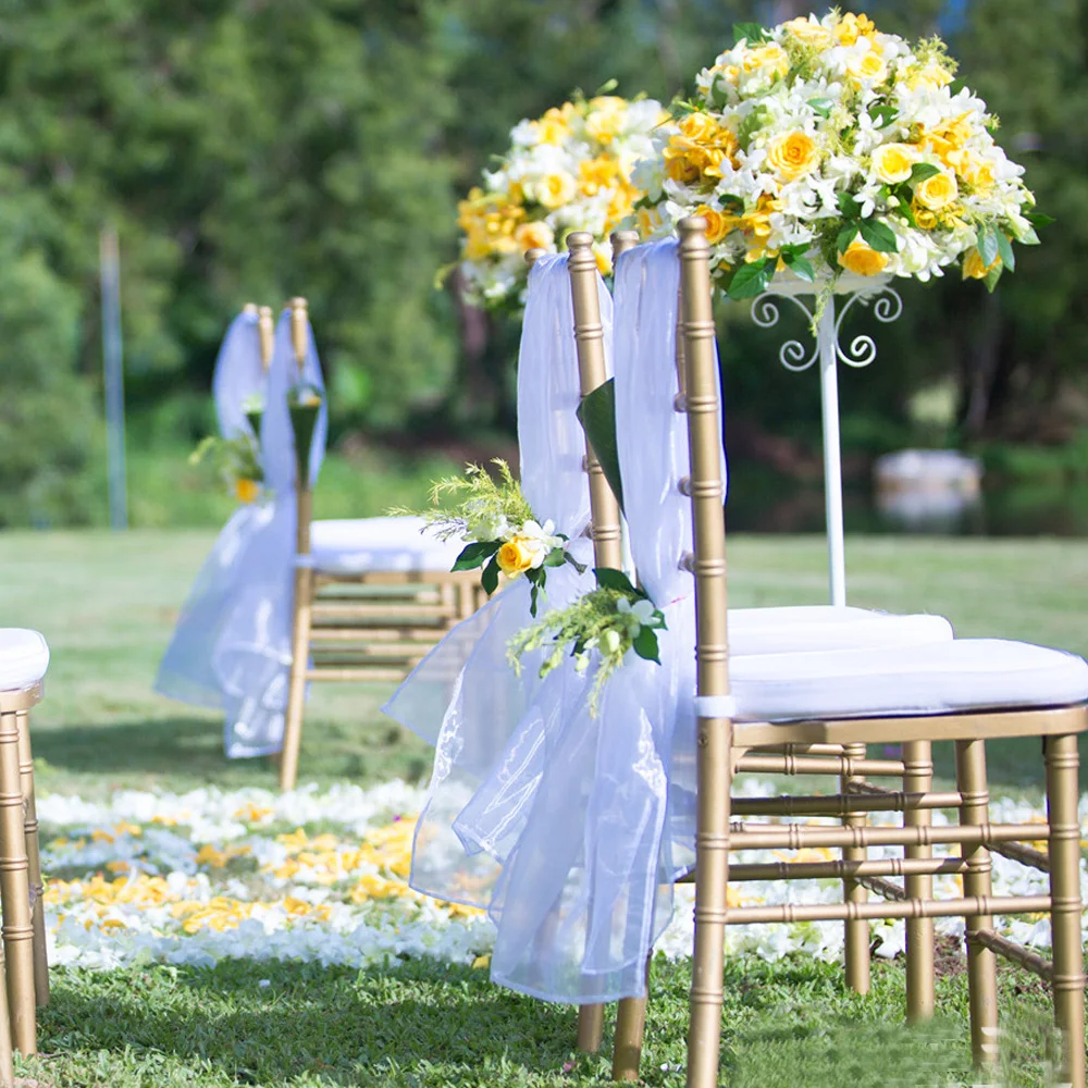 Organza Chair Sashes Bow Chair Covers Organza Fabric DIY chair Knot bandTie for Party Events Wedding Decoration 18cmx275cm organza chair sashes