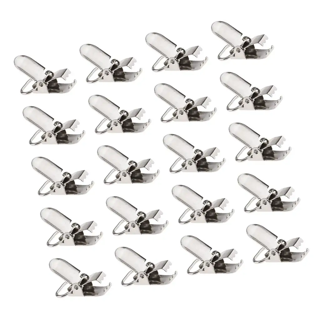 Sewing Clips 20Pcs Metal Baby Pacifier Suspender Clips Webbing Dummy Strap Holder Craft Hooks