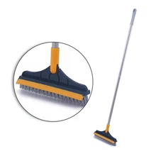 Cepillo de limpieza giratorio 2 en 1 para suelos, herramienta de limpieza de hendiduras, mango largo, limpiaparabrisas extraíble, mágico, para azulejos, para el hogar