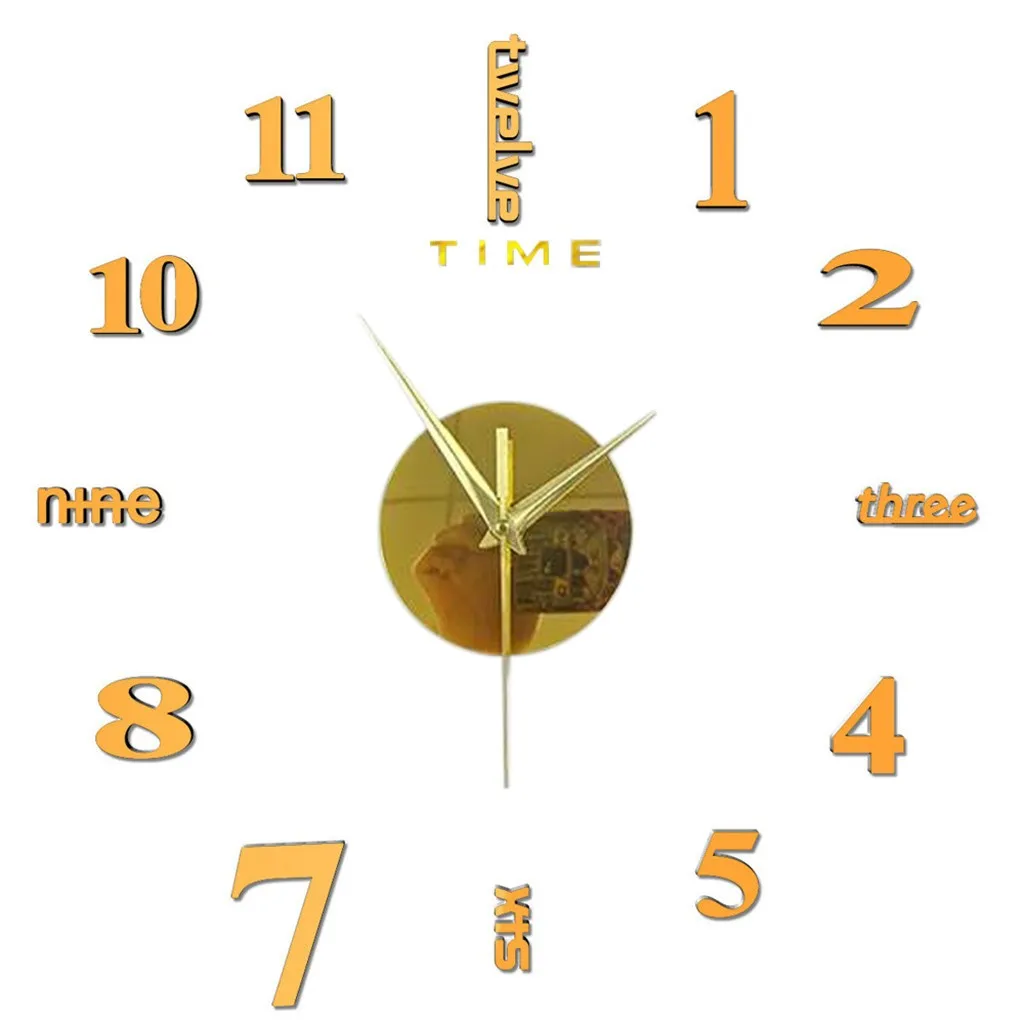Diy Clock 1PC 50cm/100cm Frameless 3D Mirror Surface Sticker Home Office Decor